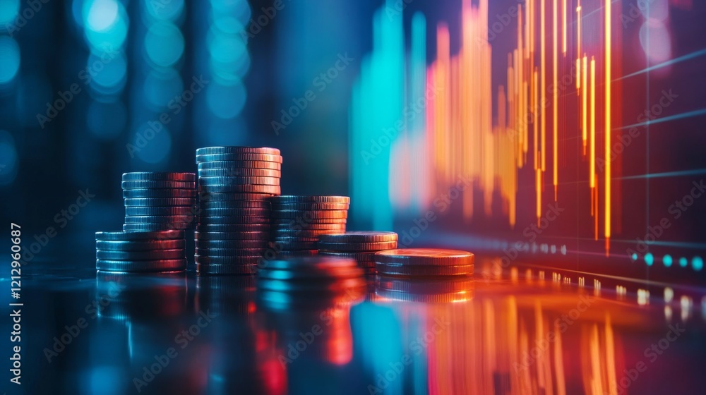Stacked Coins Reflecting Financial Growth and Market Trends Stacked Coins Reflecting Financial Growth and Market Trends