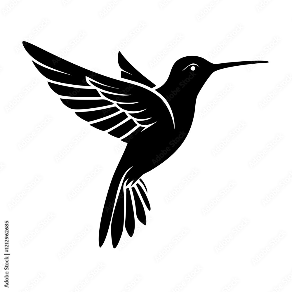 Fototapeta premium Hummingbird simple illustration silhouette set