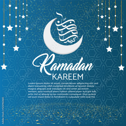 Ramadan kareem social media stories template with arabic calligraphy means generous holiday vector illustration. Ramadan is holy month in Islam