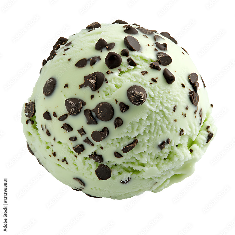 chocolate chip ice cream mint green isolated on white background.PNG chocolate chip ice cream mint green isolated on white background.PNG