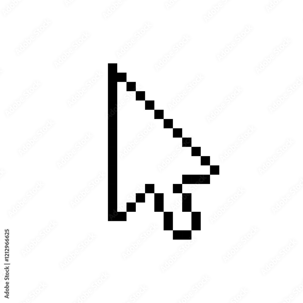 Web cursor icon. Symbol for control or selection on a monitor. Pixel arrow. Graphical interface element. Web cursor icon. Symbol for control or selection on a monitor. Pixel arrow. Graphical interface element.