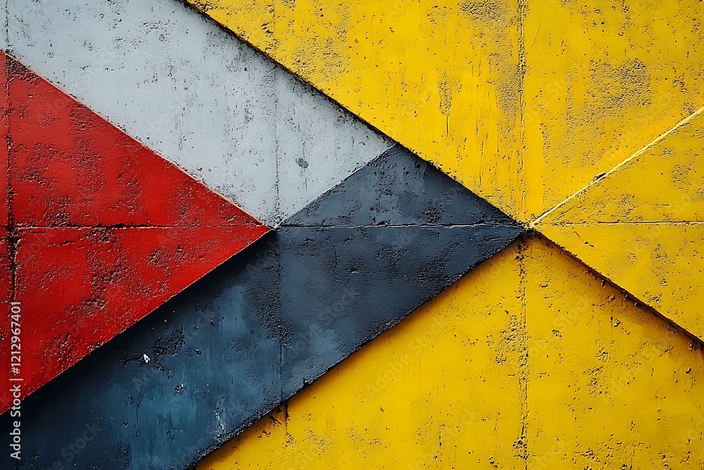 Naklejka premium Abstract geometric design on textured concrete wall