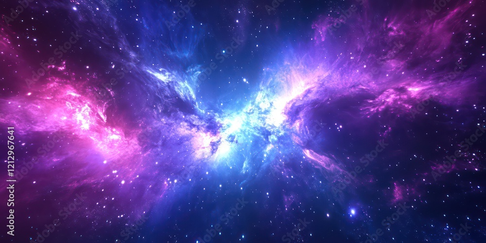 Obraz premium sky background with expressive and spectacular powerful northern lights in violet palette