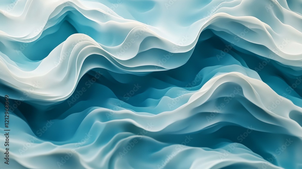 Abstract Blue and White Wave Pattern Design