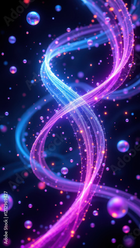 A futuristic  abstract image featuring vibrant colors and sparkling effects with elements that resemble neural pathways or cosmic energy trails  symbolizing advanced technology and AI concepts.