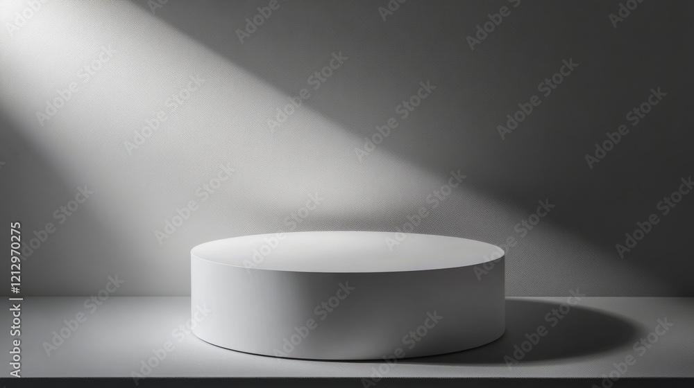 Empty White Cylinder Podium Under Spotlight - Modern Minimalist Display Empty White Cylinder Podium Under Spotlight - Modern Minimalist Display