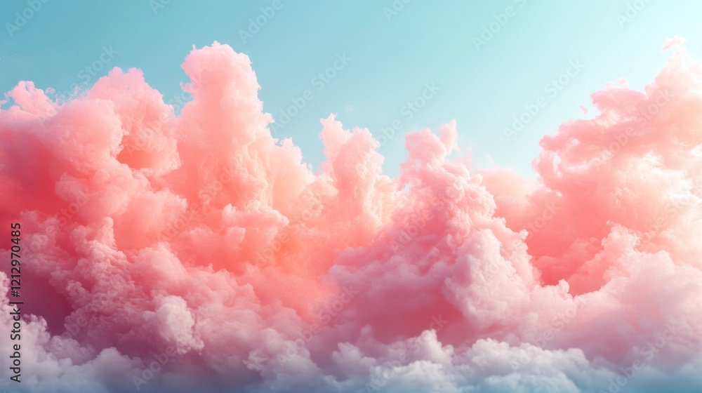 Pink and white clouds fill a pastel sky Pink and white clouds fill a pastel sky