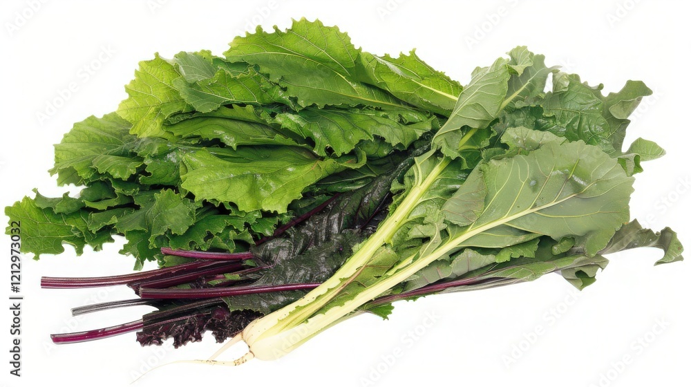 Vibrant Turnip Showcasing Its White and Purple Skin Along With Lush Green Leafy Tops Under Studio Lighting Vibrant Turnip Showcasing Its White and Purple Skin Along With Lush Green Leafy Tops Under Studio Lighting