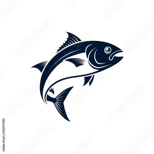 fish logo silhouette vector line art logo design