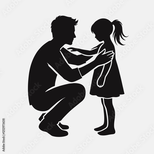 Wallpaper Mural Silhouette of Father and Daughter in black on a white background Torontodigital.ca