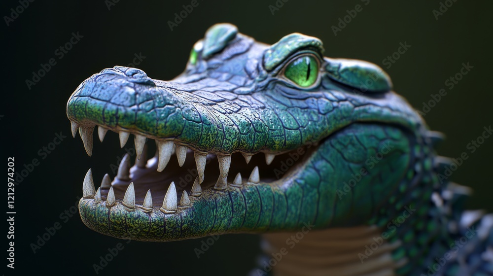 Close-up of a Fantasy Crocodile Head Close-up of a Fantasy Crocodile Head