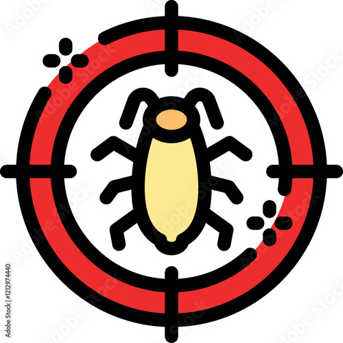 Exterminator aims at cockroach with crosshair, concept of pest control and disinfection