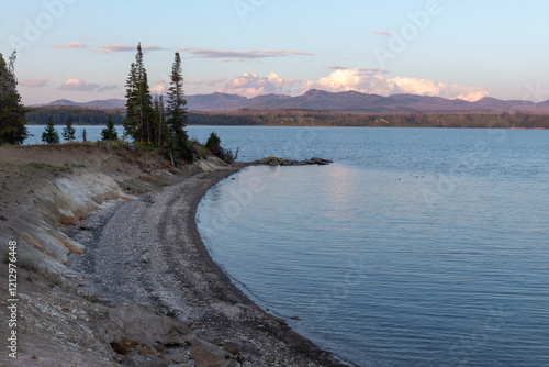 Yellowstone National Park Lake Yellowstone Twilight Sunset Beautiful Landscape photo