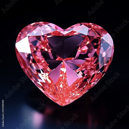 Beautiful Pink Heart-Shaped Diamond Gemstone Sparkling with Light, Luxury Jewelry, Precious Stone Close-Up, Elegant Gift for Loved Ones, Romantic and Shiny Faceted Gem photo