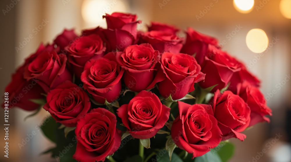 Naklejka premium bouquet of vibrant red roses