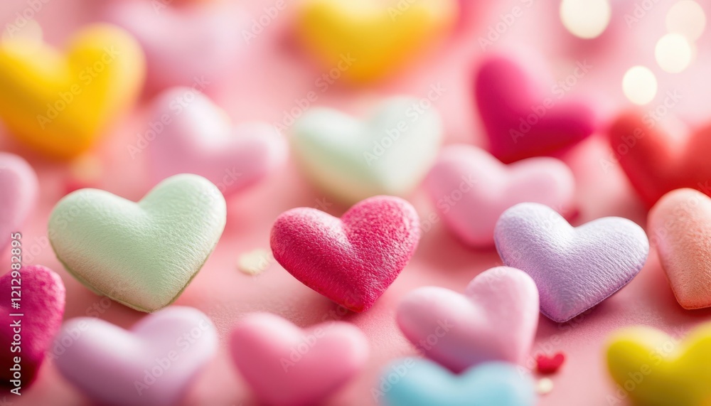 Obraz premium Colorful Pastel Hearts Background Valentine s Day Love Romance Concept