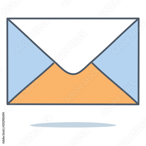 Colorful envelope illustration with blue and orange accents for messaging and correspondence needs