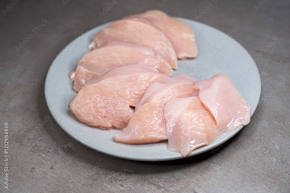 Glass jars filled with Raw chicken meat. Fresh piece of chicken fillet. Food meat protein. Glass jars filled with Raw chicken meat. Fresh piece of chicken fillet. Food meat protein.