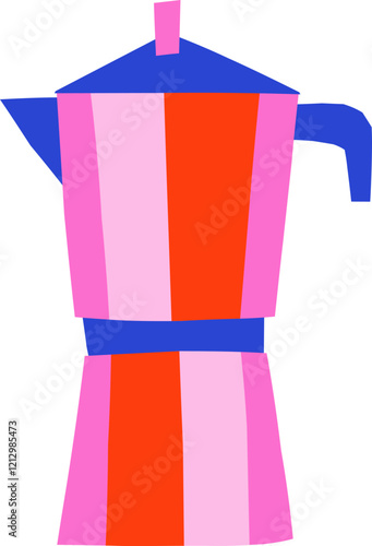 Bright simple isolated coffee pot vector illustration. Italian kettle hand drawn graphic
