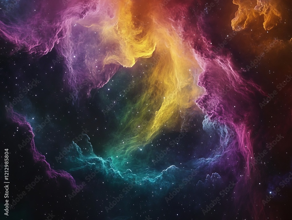 Stunning Cosmic Nebula with Vibrant Swirling Clouds of Gas and Dust in Deep Space, Showcasing a Colorful Interstellar Phenomenon with Dazzling Stars Stunning Cosmic Nebula with Vibrant Swirling Clouds of Gas and Dust in Deep Space, Showcasing a Colorful Interstellar Phenomenon with Dazzling Stars