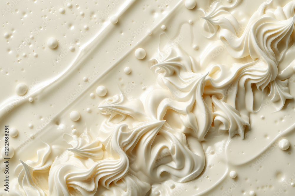 Smooth and creamy white frosting texture with whipped swirls and pearls Smooth and creamy white frosting texture with whipped swirls and pearls