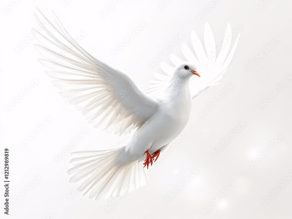 White dove flying with spread wings. White dove flying with spread wings.