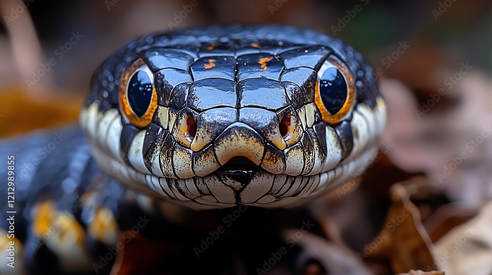 Fototapeta premium Close-up of a Black Snake's Head