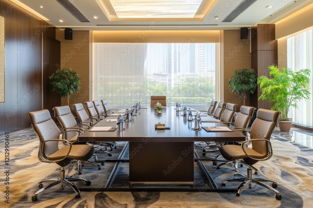 Microphone in meeting room for a conference, Generative AI Microphone in meeting room for a conference, Generative AI