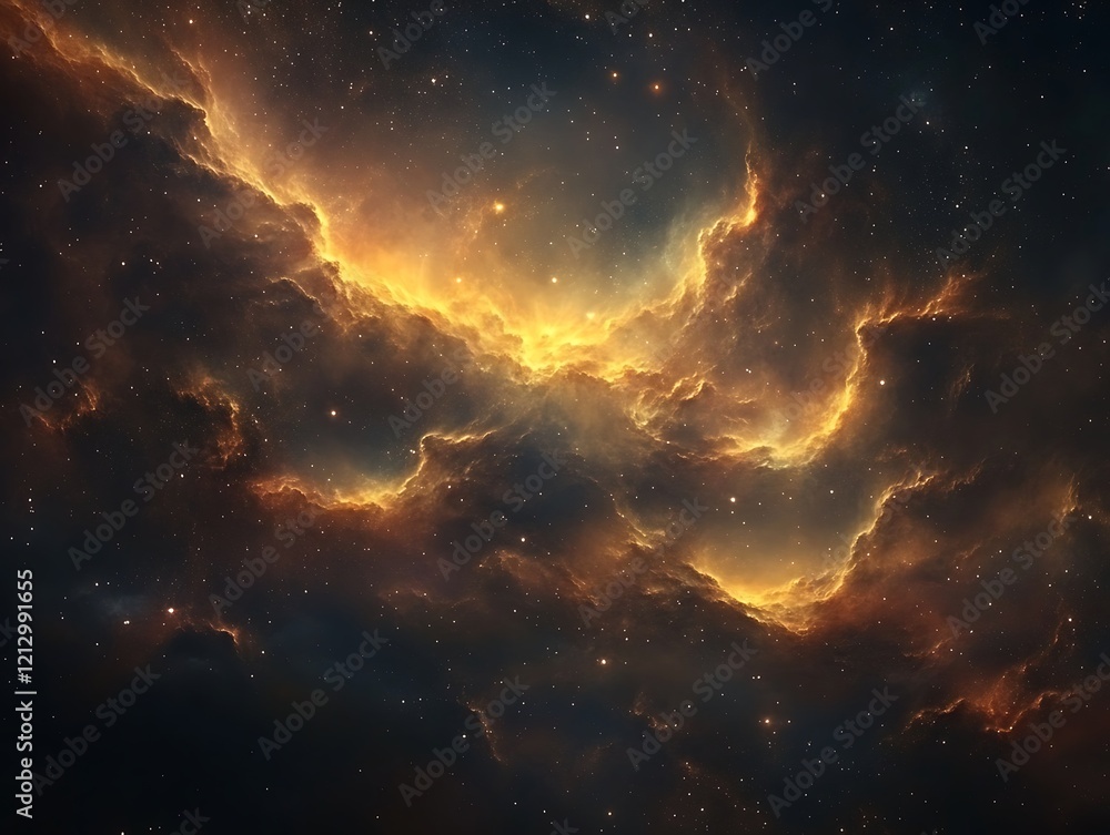 Obraz premium Stunning Cosmic Nebula with Vibrant Swirling Clouds of Gas and Dust in Deep Space, Showcasing a Colorful Interstellar Phenomenon with Dazzling Stars