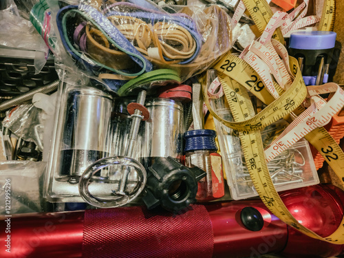 фотографія close-up of household junk drawer