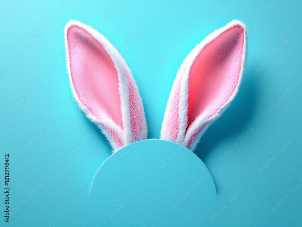 Bunny ears on teal background, close-up. Bunny ears on teal background, close-up.
