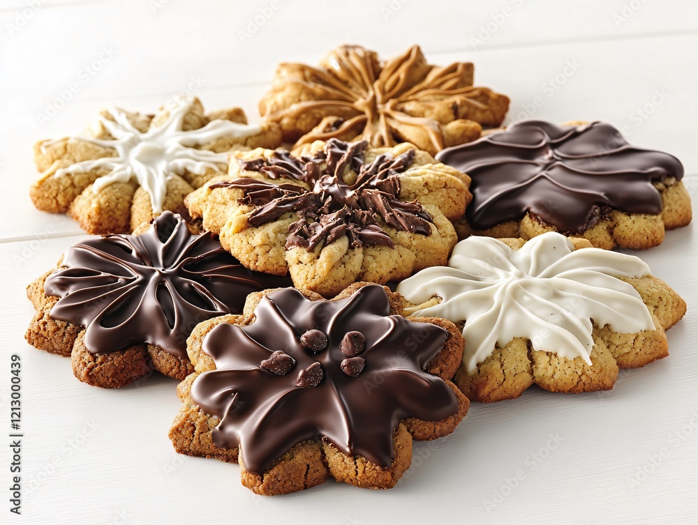 Delicious Chocolate and Vanilla Star Cookies, Sweet Treats, Festive Bakery, Holiday Baking, Gourmet Dessert, Winter Sweets, Christmas Cookies, Festive Food Photography Delicious Chocolate and Vanilla Star Cookies, Sweet Treats, Festive Bakery, Holiday Baking, Gourmet Dessert, Winter Sweets, Christmas Cookies, Festive Food Photography
