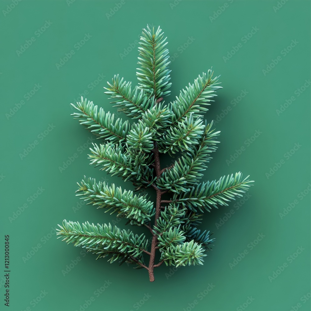 Digital 3D Rendering of an Evergreen Bough on a Solid Background Digital 3D Rendering of an Evergreen Bough on a Solid Background