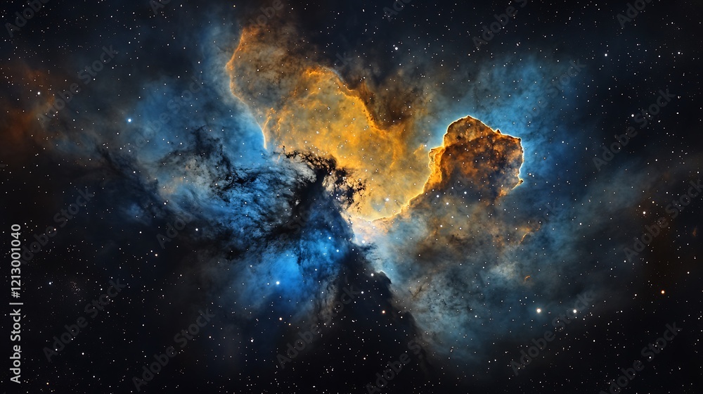Fototapeta premium Nebula clouds transforming into a vivid cosmic dust background