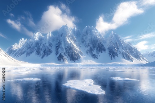 Wallpaper Mural Majestic snowcapped mountains rise above a frozen arctic sea Torontodigital.ca