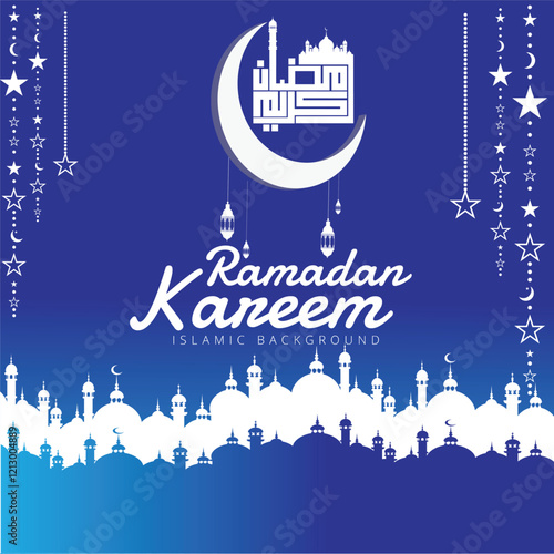 Ramadan kareem social media stories template with arabic calligraphy means generous holiday vector illustration. Ramadan is holy month in Islam