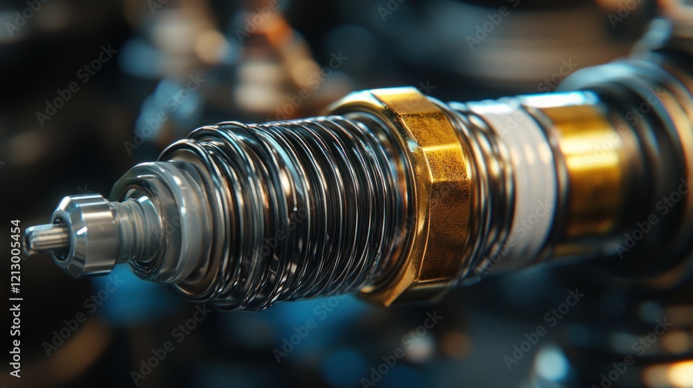 Close-up Detailed View of a Spark Plug: High-Resolution Imagery of Automotive Component Close-up Detailed View of a Spark Plug: High-Resolution Imagery of Automotive Component