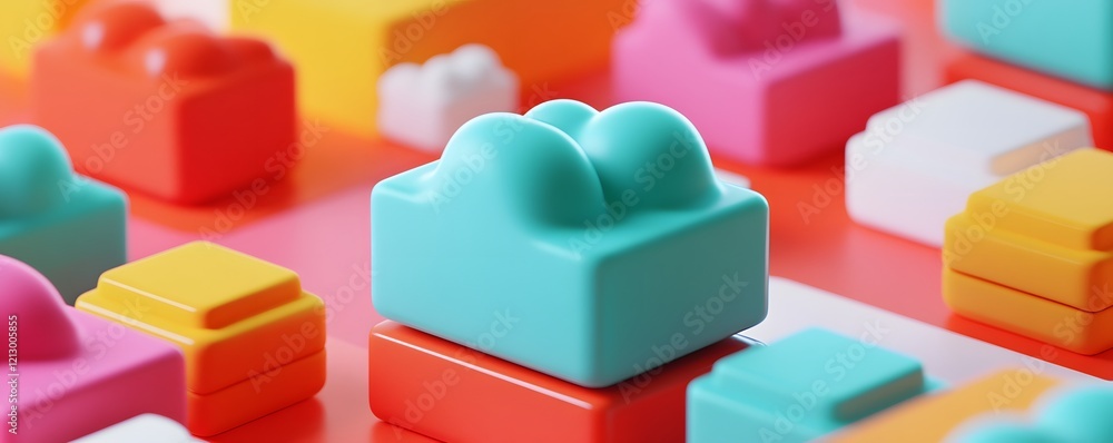 Obraz premium A vibrant close-up of colorful abstract shapes arranged artistically, showcasing creativity and modern design. This image captures the essence of playful aesthetics and innovation.