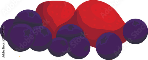 Hand drawn fresh strawberry and blueberry. Berries icon