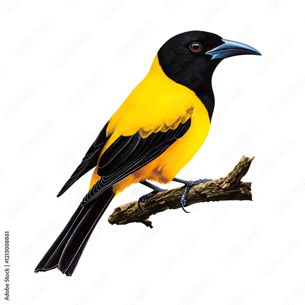 Naklejka premium Bird, Yellow Backed, Amazon, Pantanal, Forest, Amazon Rainforest, Nature, Art, Image, with Transparent Background PNG, for Stickers, T-Shirt Print, Cap, Mug, Flip Flops, Mousepad, Transparent PNG