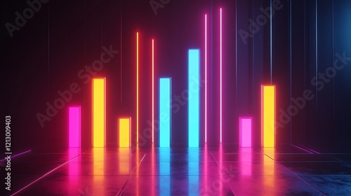 Wallpaper Mural Neon digital bar graph representing economic success with a futuristic touch Torontodigital.ca