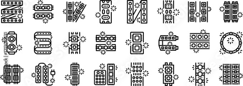 Led stripsx icons set. Led strip lights icons showcasing various shapes, sizes, and configurations for diverse lighting applications