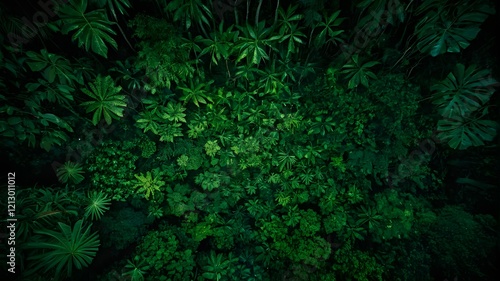Aerial View of Dense Tropical Vegetation