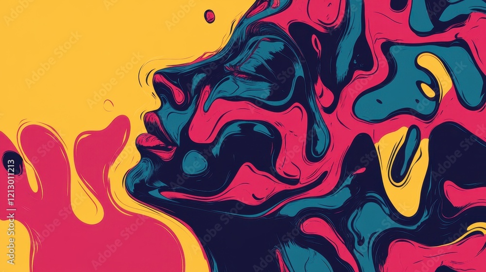 Abstract Colorful Swirling Face Artistic Design Abstract Colorful Swirling Face Artistic Design