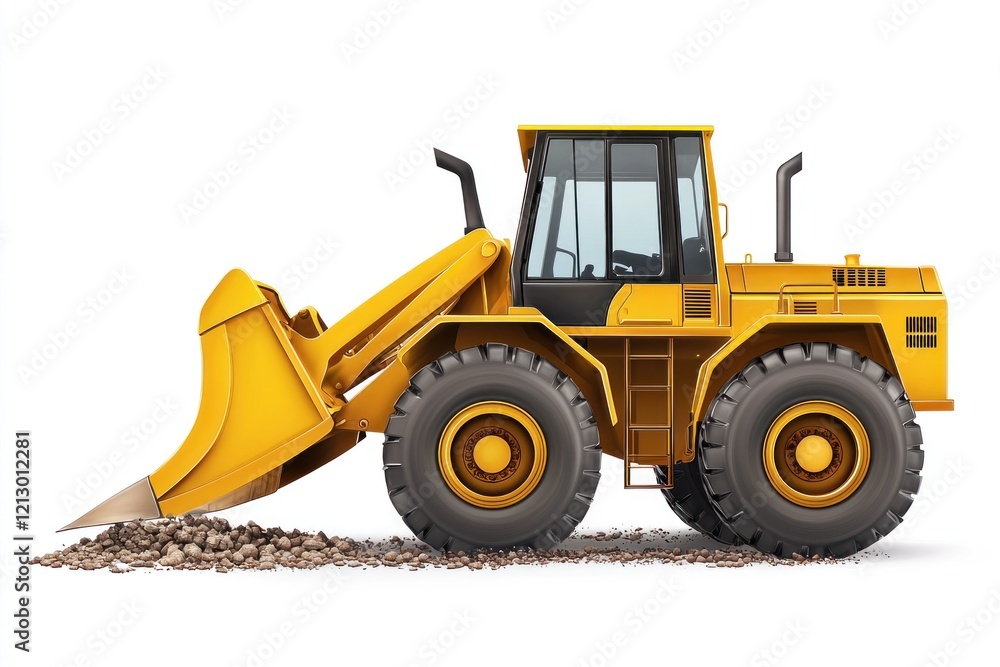 Yellow Bulldozer isolated on white background. Bulldozer icon. Construction Vehicle. Yellow Construction Bulldozer. Heavy yellow bulldozer on a white. Bulldozer tractor isolated on white