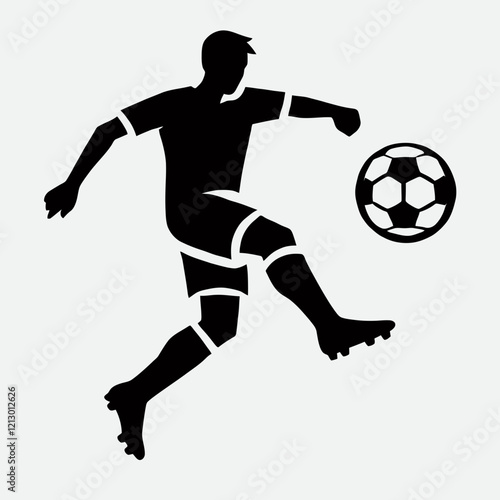 Soccer Player Silhouette in black on a white background