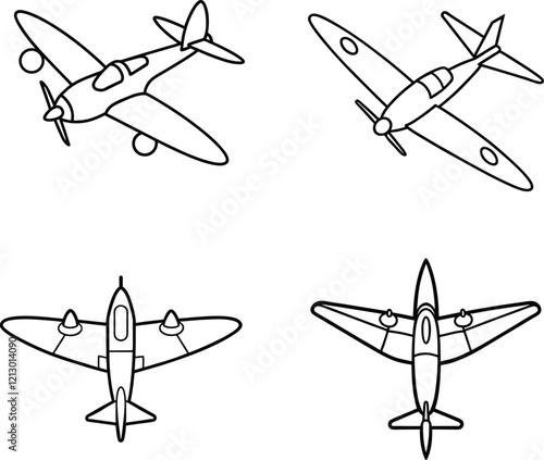 Super marine spitfire silhouette vector.