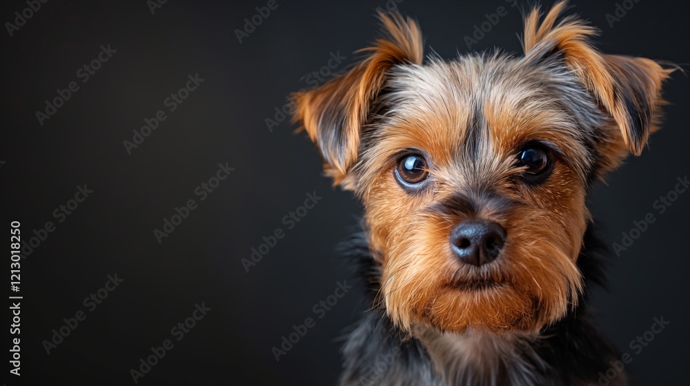 Portrait of cute joyful Yorkshire Terrier, pet dog animal banner with copy space. York portrait Portrait of cute joyful Yorkshire Terrier, pet dog animal banner with copy space. York portrait