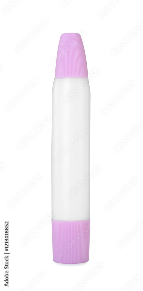 One glue stick isolated on white. Adhesive material One glue stick isolated on white. Adhesive material
