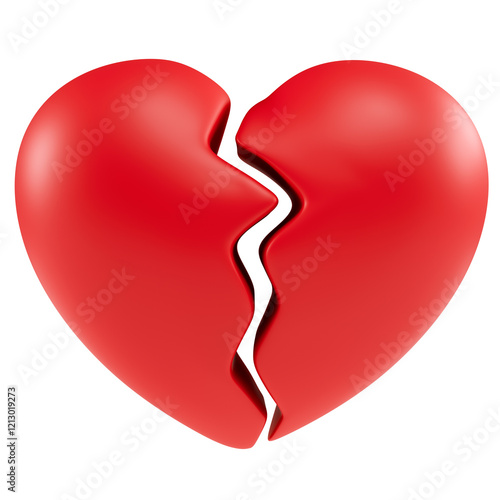 Stylized broken heart. Isolated on transparent background